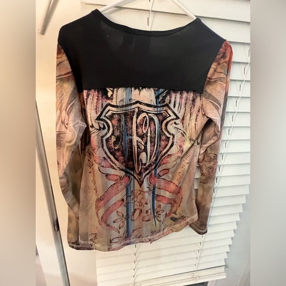 Harley Davidson Women's Eagle Shield Allover Print Long Sleeve Top-Size Med - Picture 5 of 8